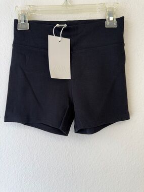 Zara Black Ribbed High-Waist Bike Shorts